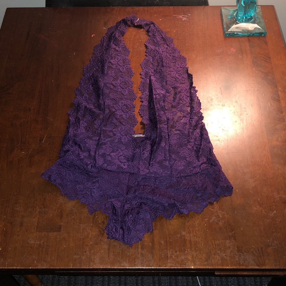 Lace Halter Lingerie Bodysuit with Cheeky Bottom